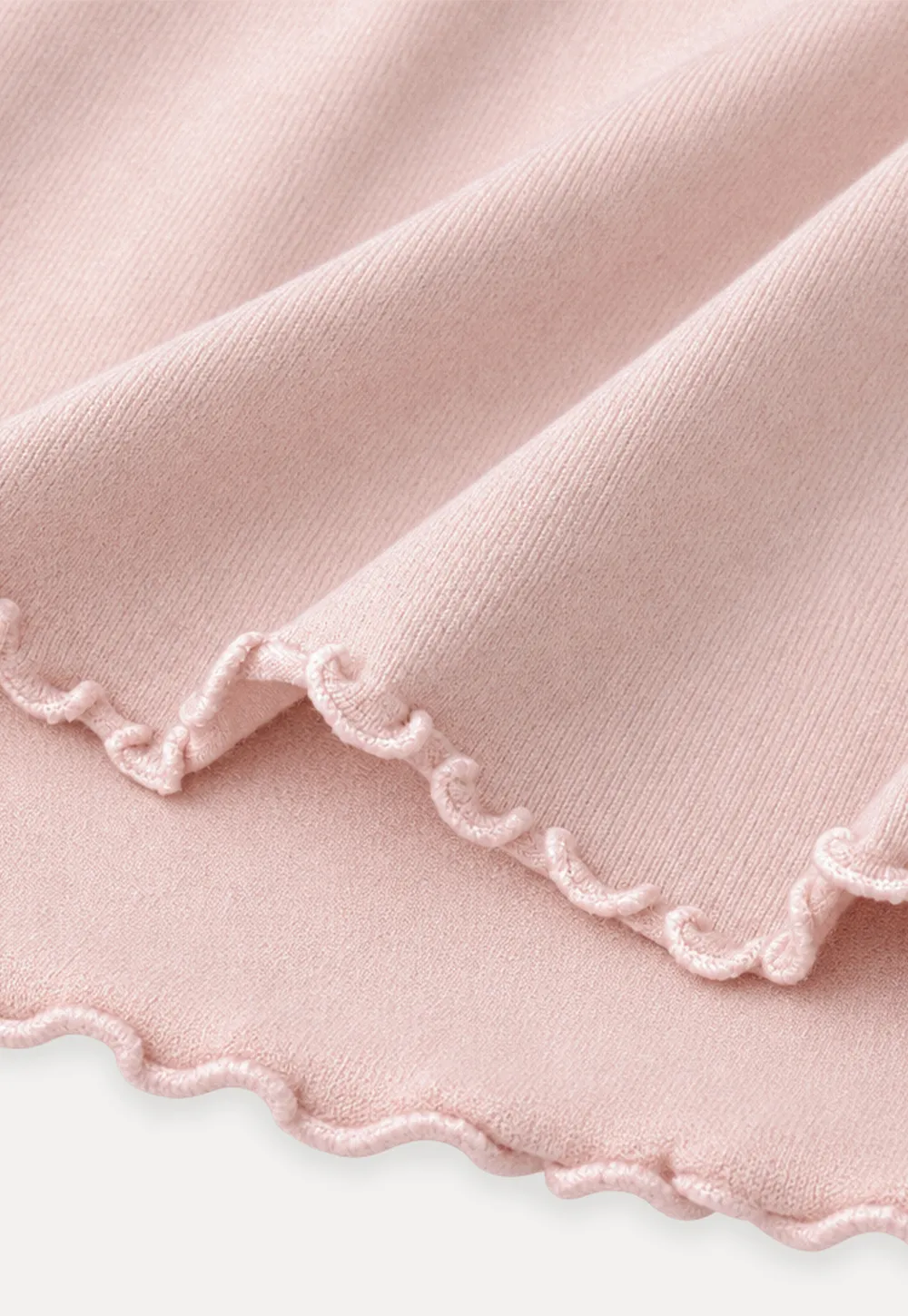 Scalloped Trim High Neck Long Sleeve Knit Sweater