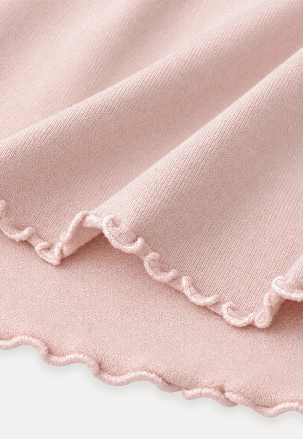 Scalloped Trim High Neck Long Sleeve Knit Sweater