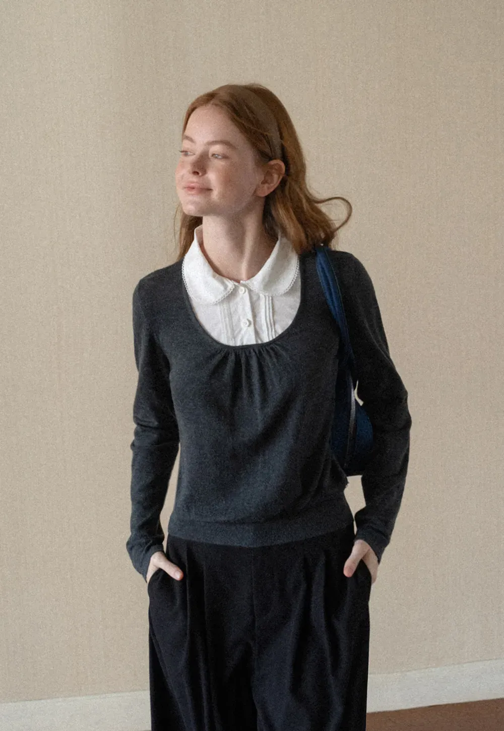 Peter Pan Collar Woolen Knit Sweater