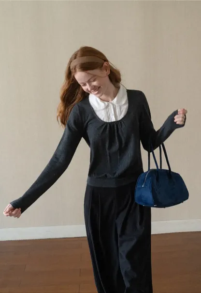 Peter Pan Collar Woolen Knit Sweater
