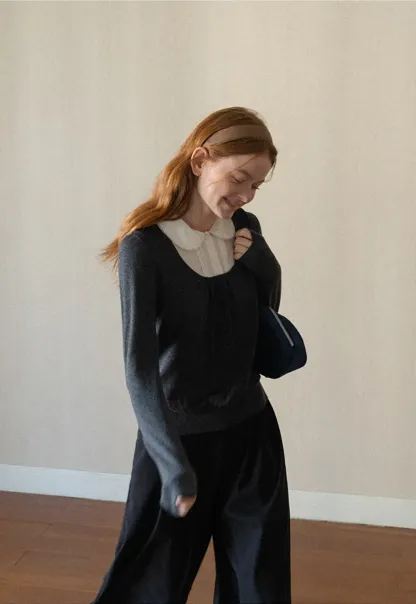 Peter Pan Collar Woolen Knit Sweater