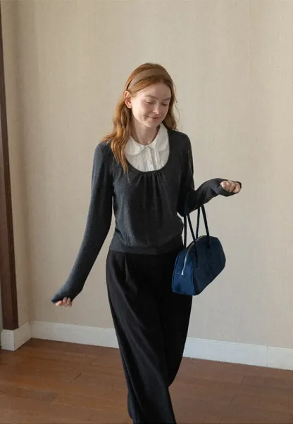 Peter Pan Collar Woolen Knit Sweater