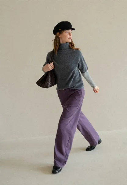 High Neck Short Sleeve Woolen Knit Sweater