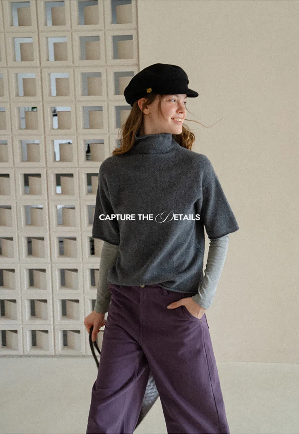 High Neck Short Sleeve Woolen Knit Sweater