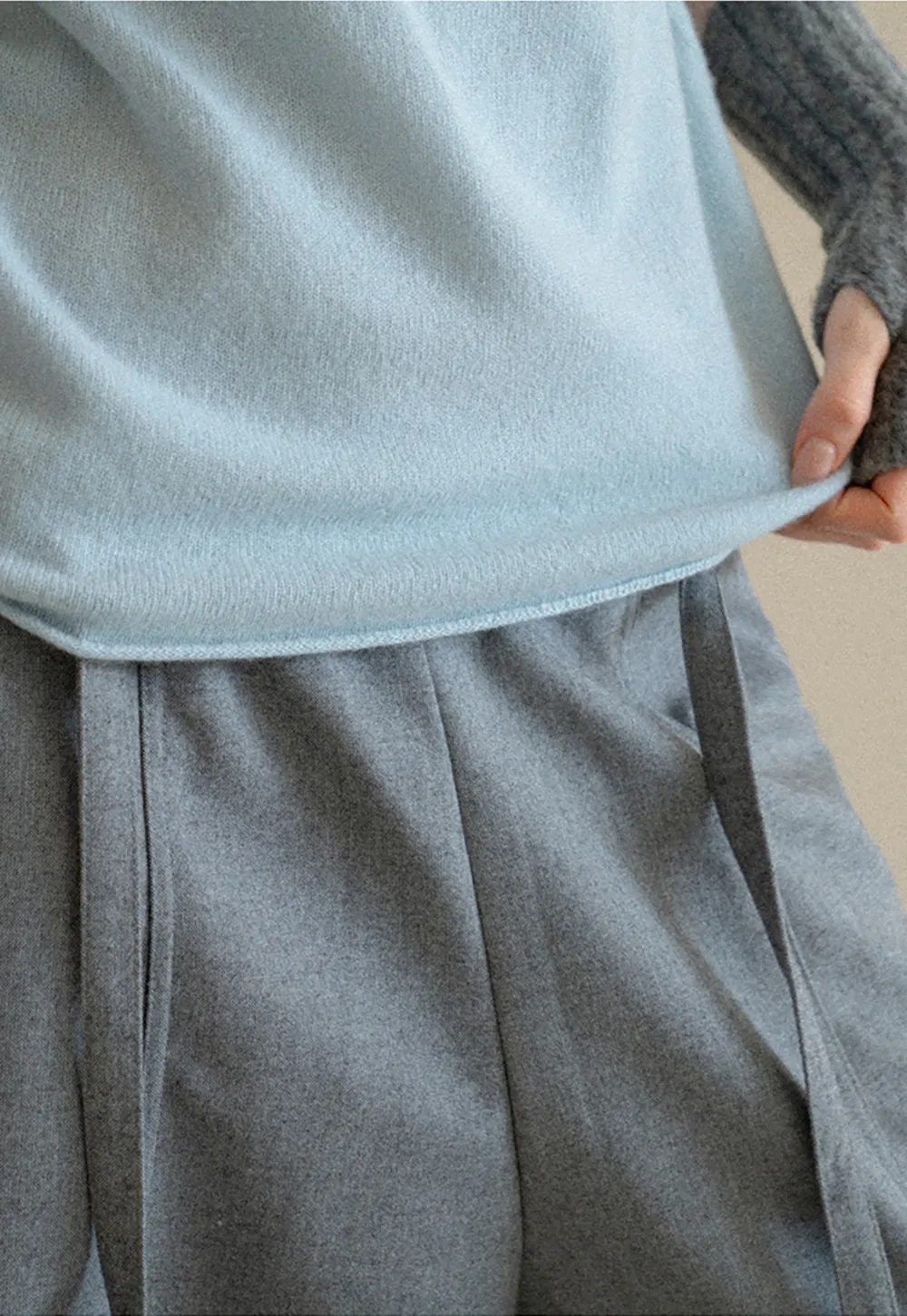 High Neck Short Sleeve Woolen Knit Sweater