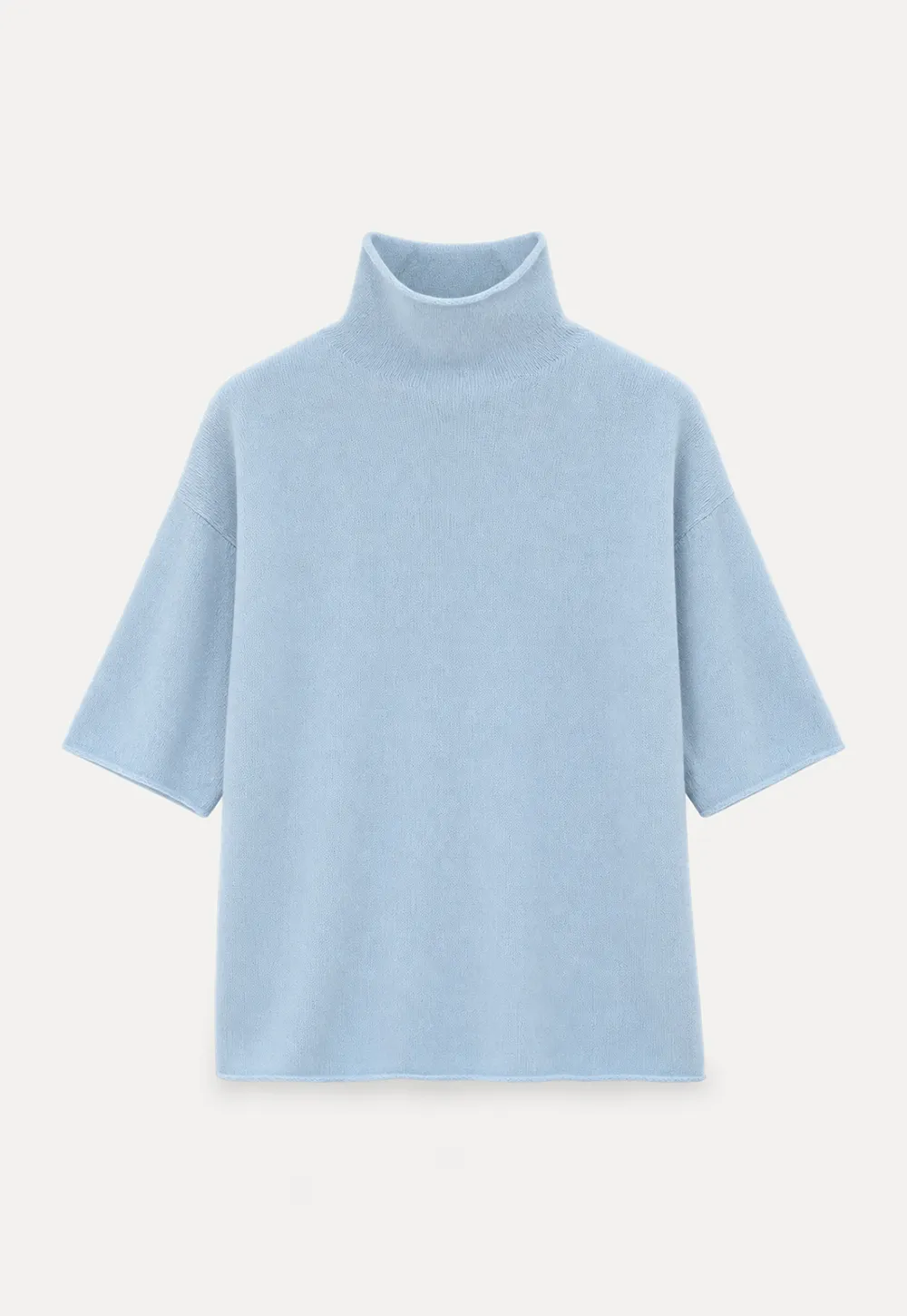 High Neck Short Sleeve Woolen Knit Sweater