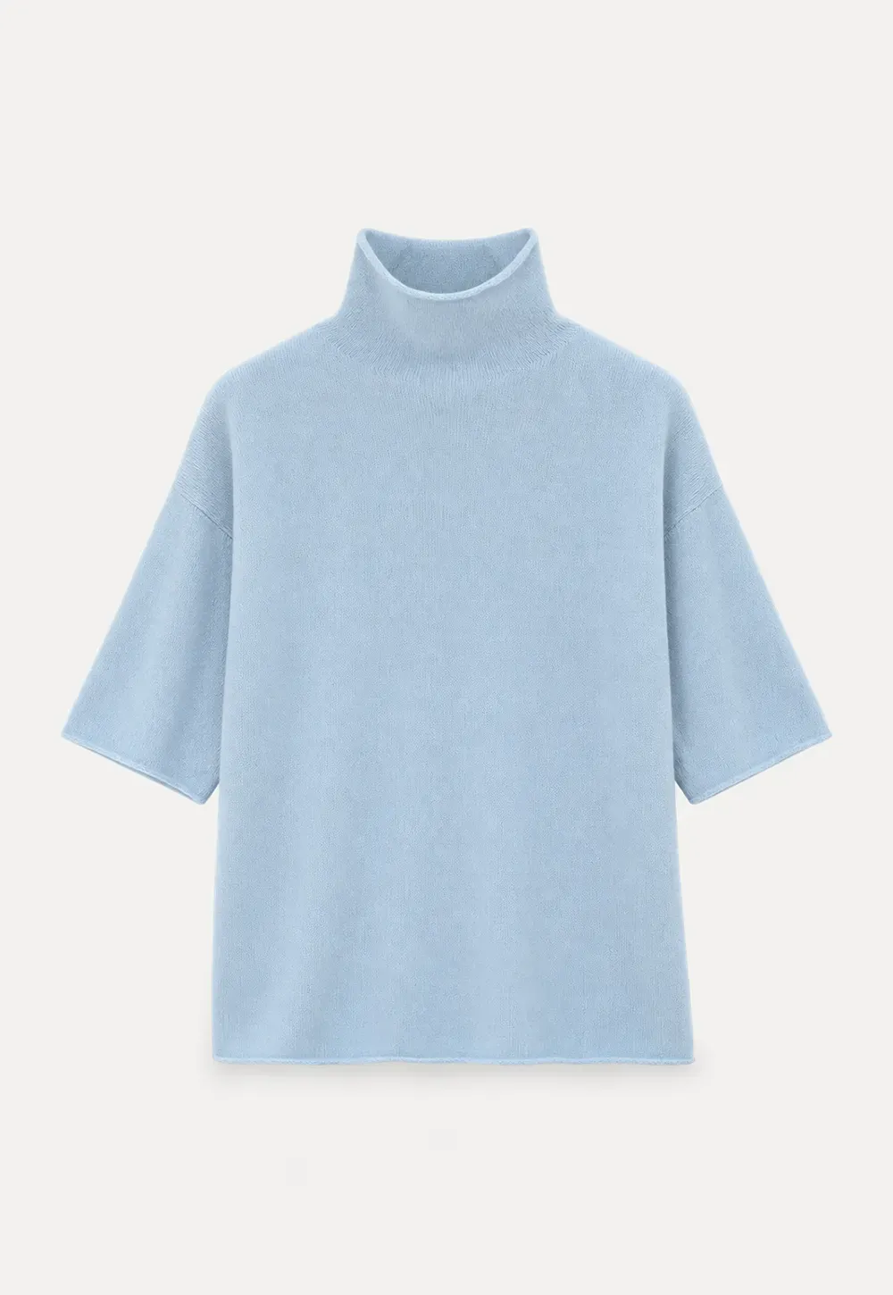 High Neck Short Sleeve Woolen Knit Sweater