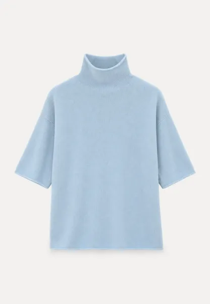 High Neck Short Sleeve Woolen Knit Sweater