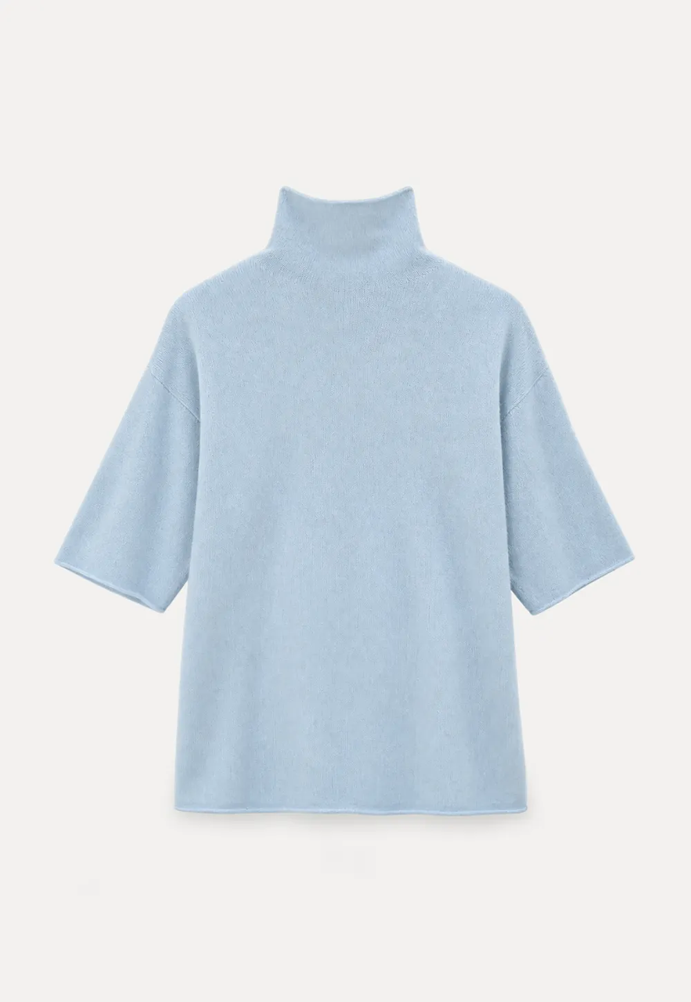 High Neck Short Sleeve Woolen Knit Sweater