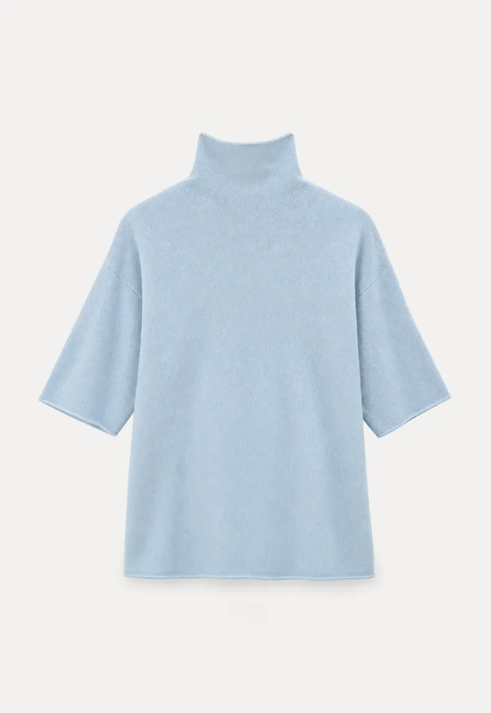 High Neck Short Sleeve Woolen Knit Sweater