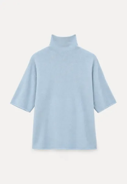 High Neck Short Sleeve Woolen Knit Sweater