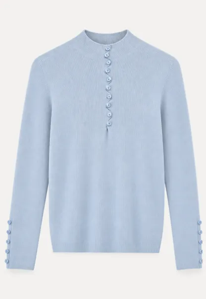 Button Detail Ribbed Knit Sweater