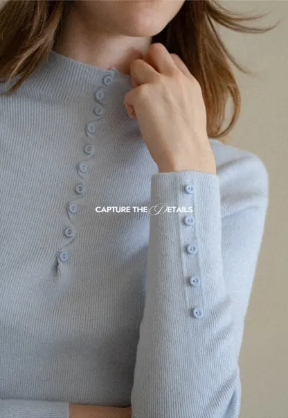 Button Detail Ribbed Knit Sweater