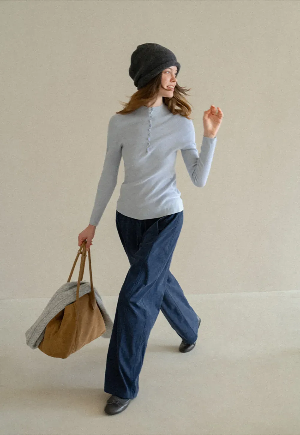 Button Detail Ribbed Knit Sweater
