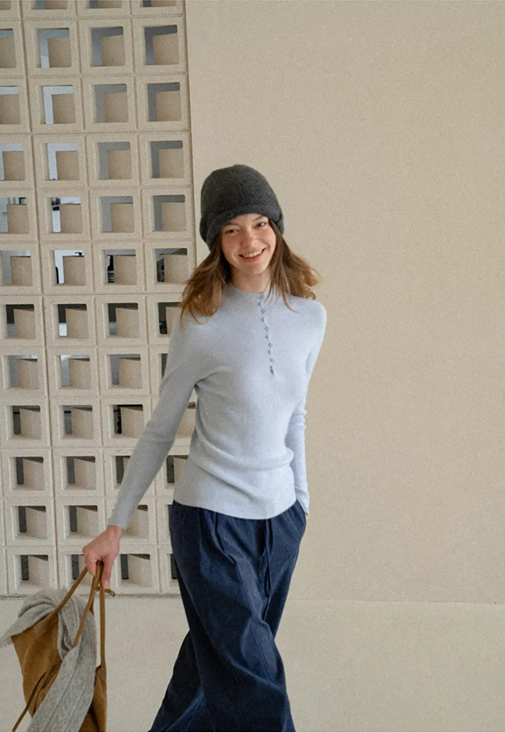 Button Detail Ribbed Knit Sweater