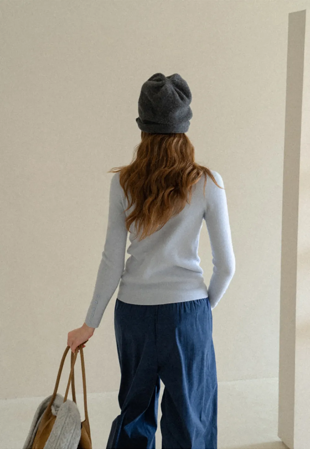 Button Detail Ribbed Knit Sweater