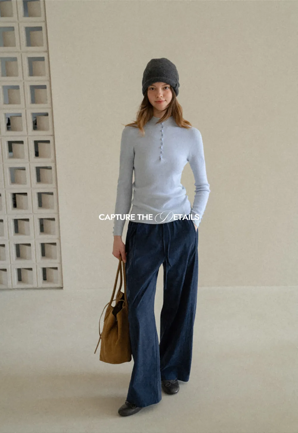 Button Detail Ribbed Knit Sweater