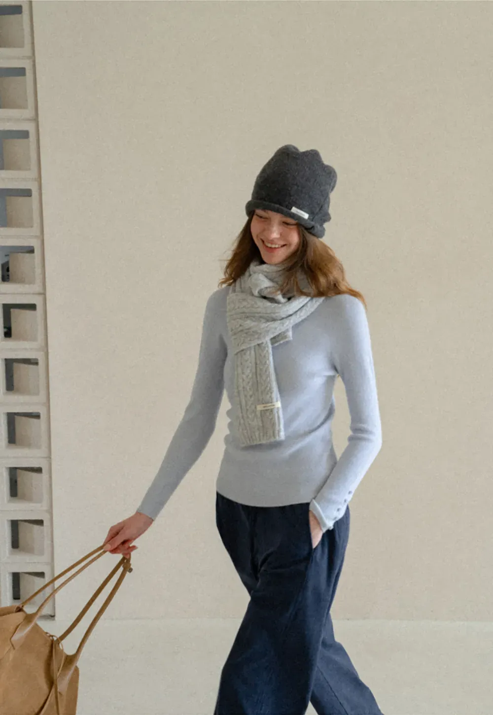 Button Detail Ribbed Knit Sweater