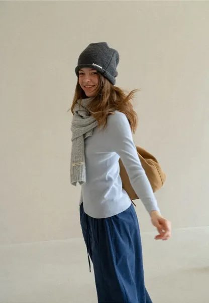 Button Detail Ribbed Knit Sweater