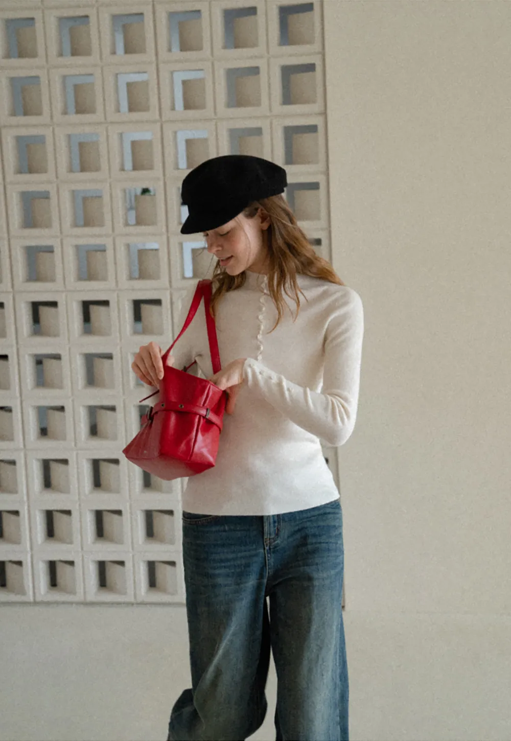 Button Detail Ribbed Knit Sweater