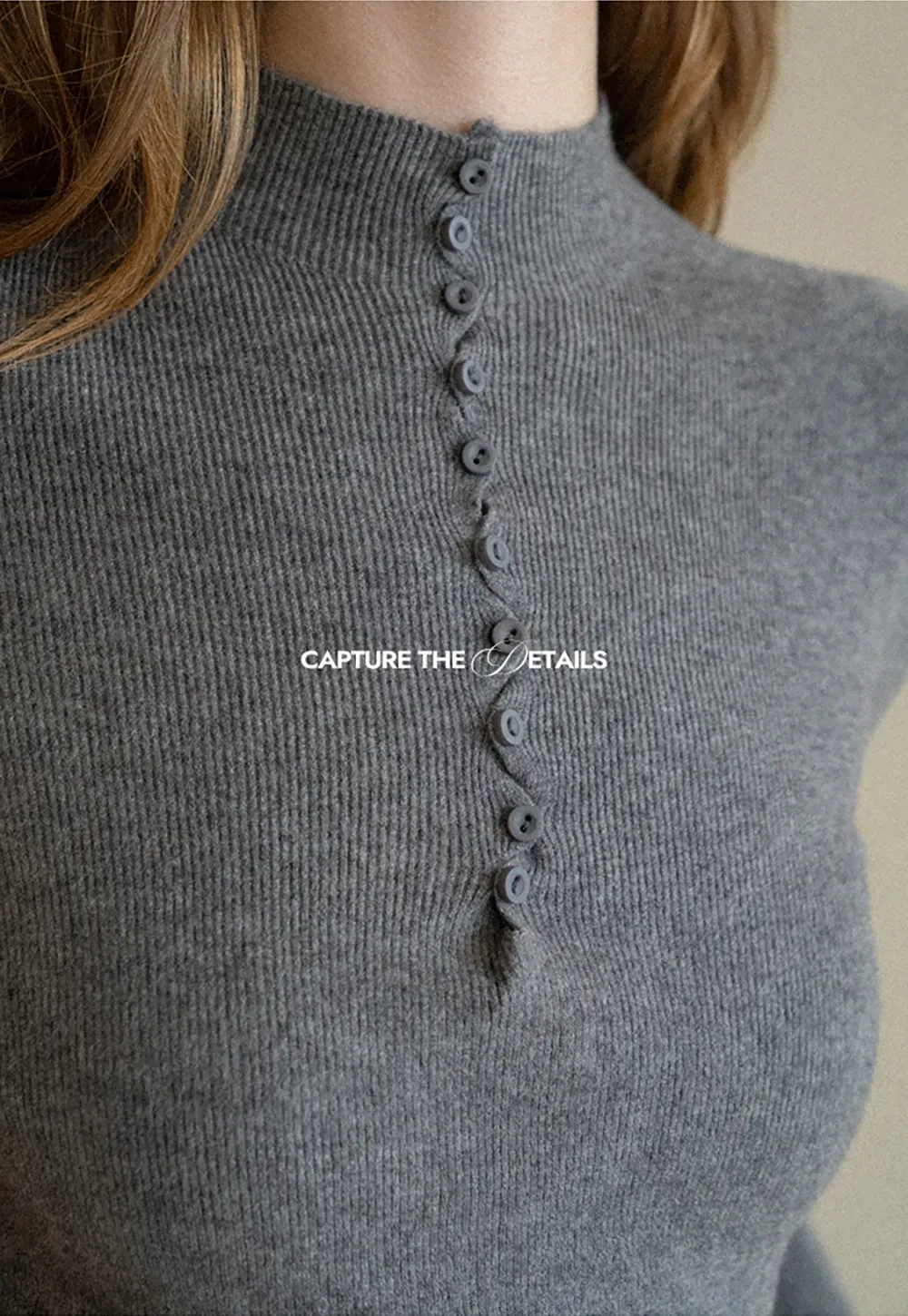 Button Detail Ribbed Knit Sweater