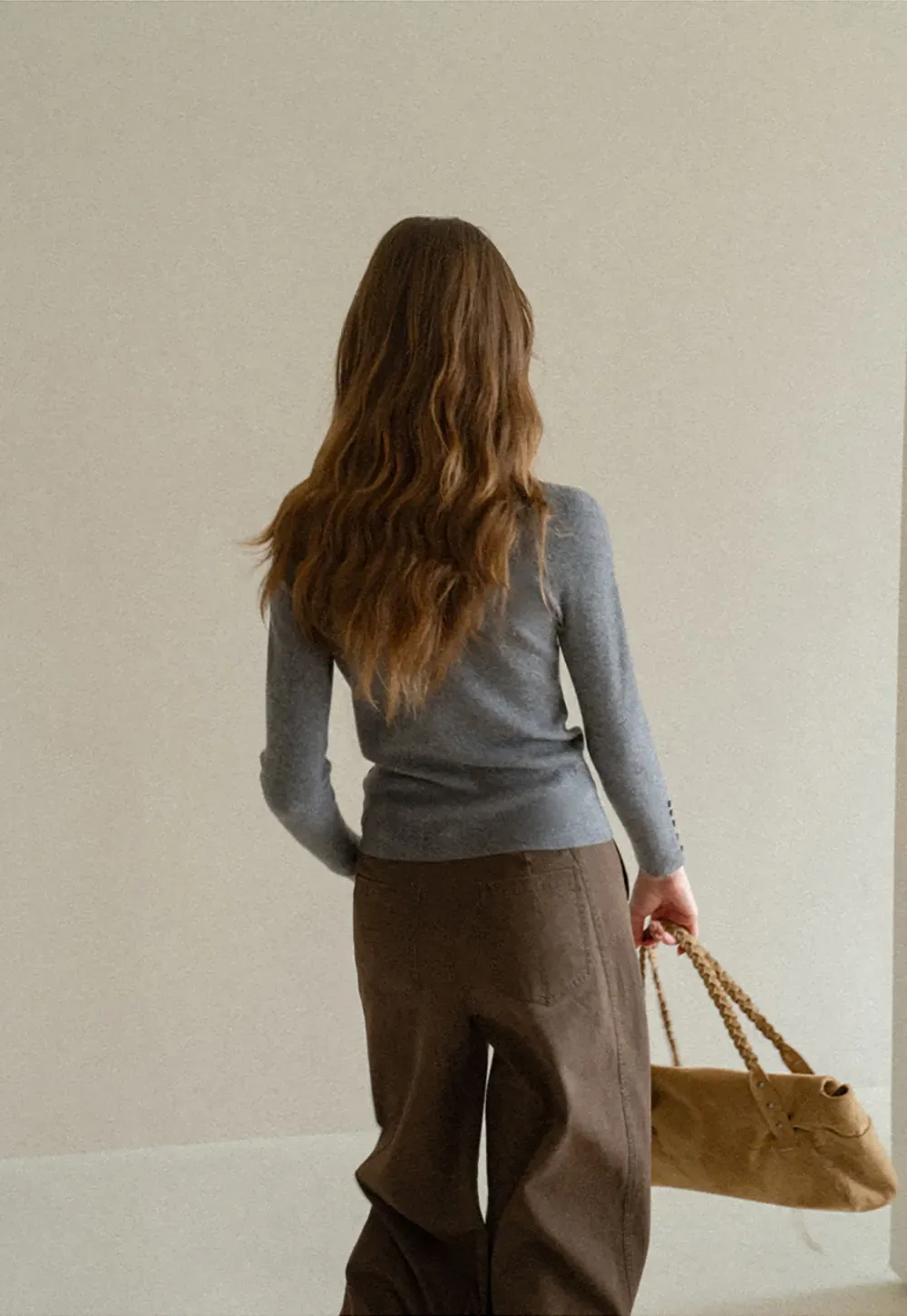 Button Detail Ribbed Knit Sweater