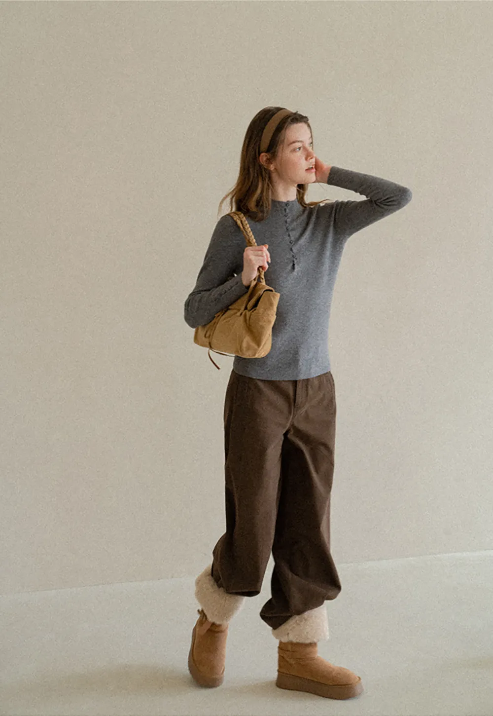 Button Detail Ribbed Knit Sweater