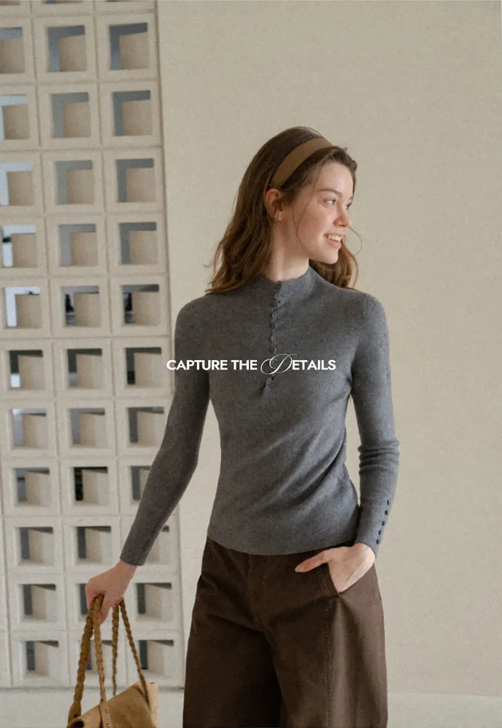 Button Detail Ribbed Knit Sweater