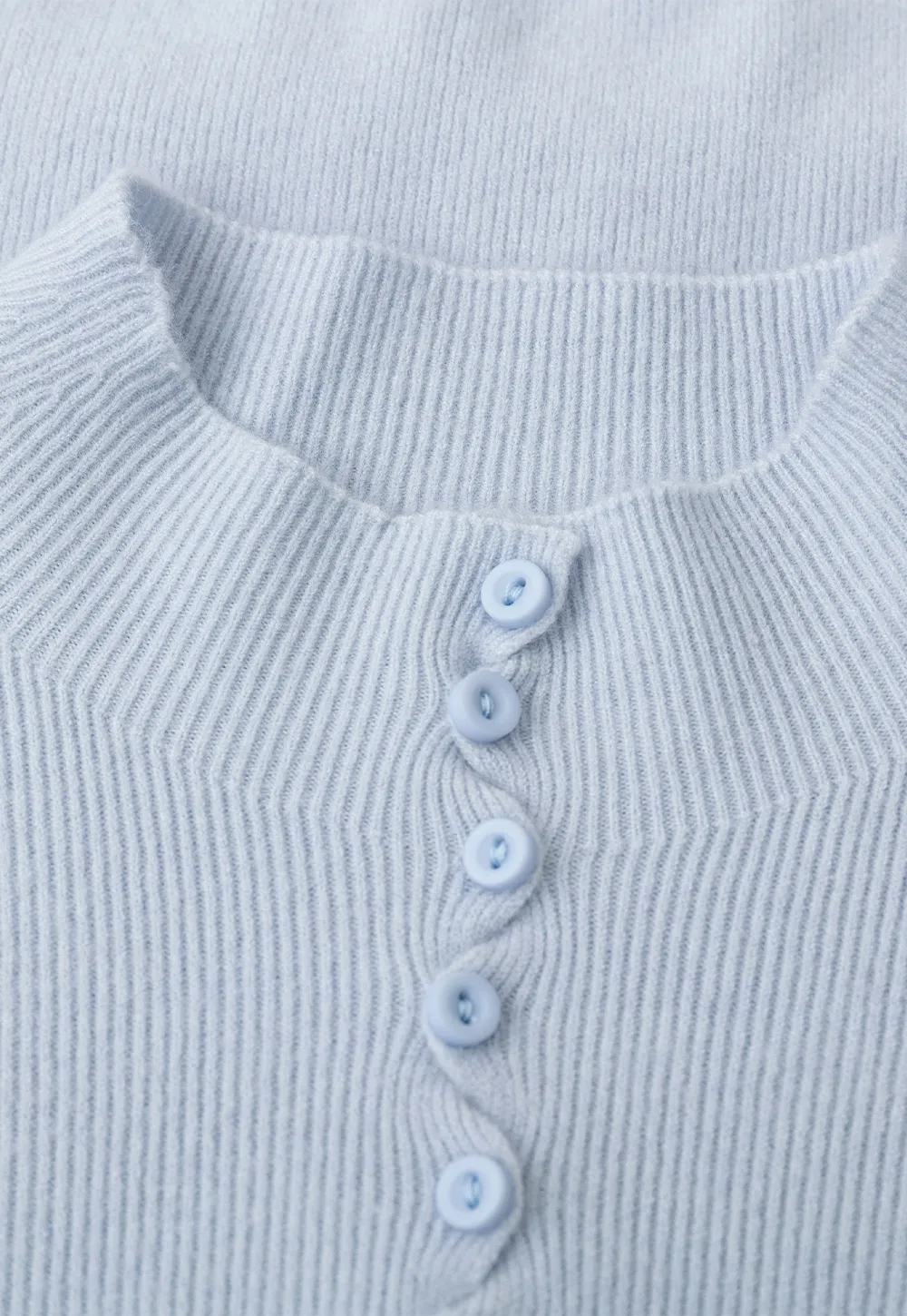 Button Detail Ribbed Knit Sweater