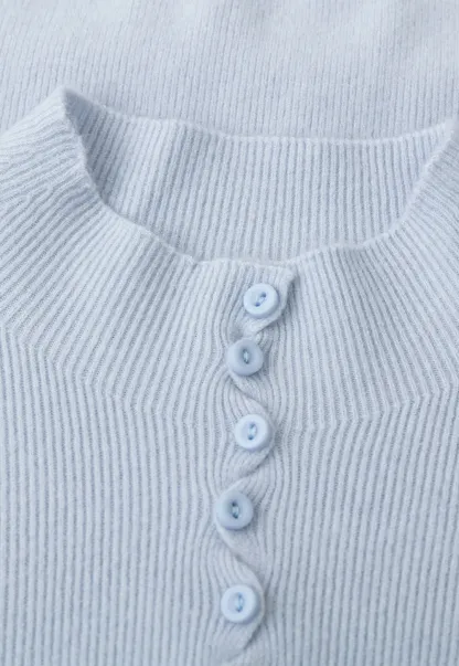 Button Detail Ribbed Knit Sweater
