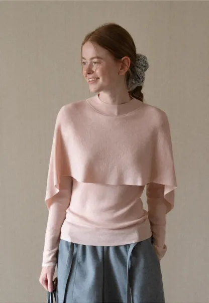 Cap Sleeve Layered Knit Sweater