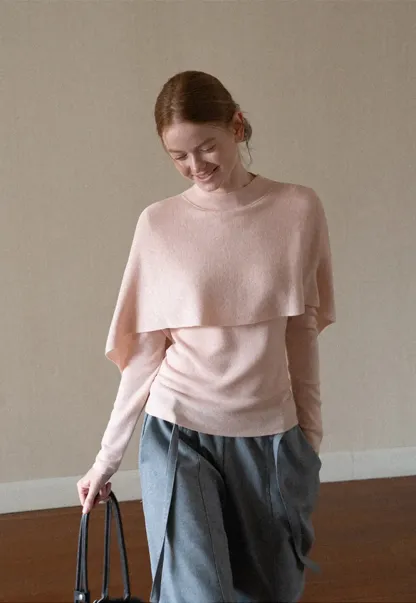 Cap Sleeve Layered Knit Sweater