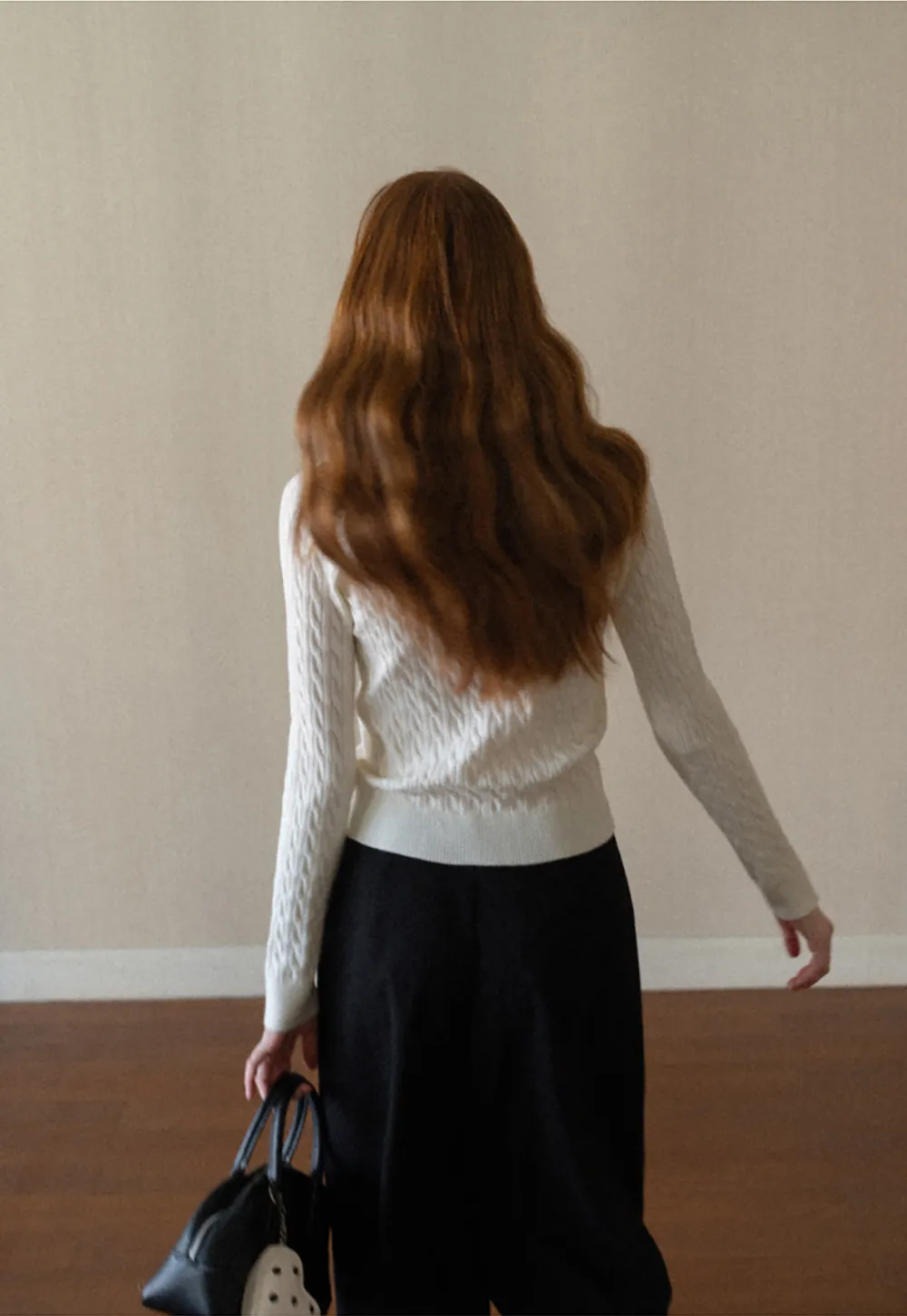 Cable Knit V Neck Button Front Cardigan