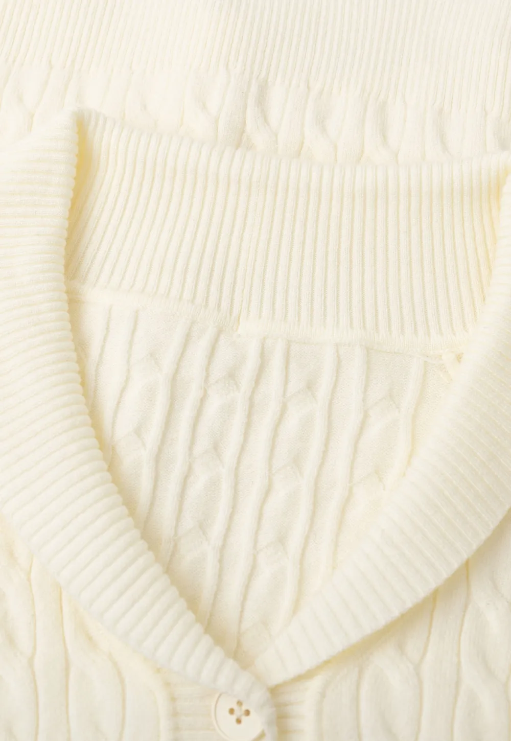 Cable Knit V Neck Button Front Cardigan