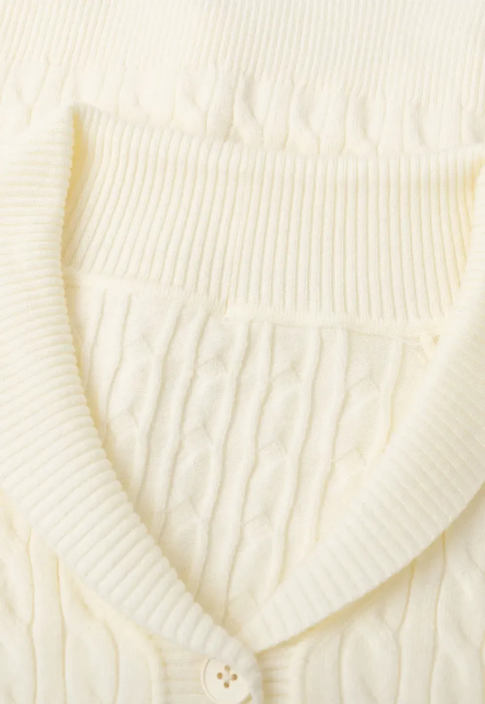 Cable Knit V Neck Button Front Cardigan