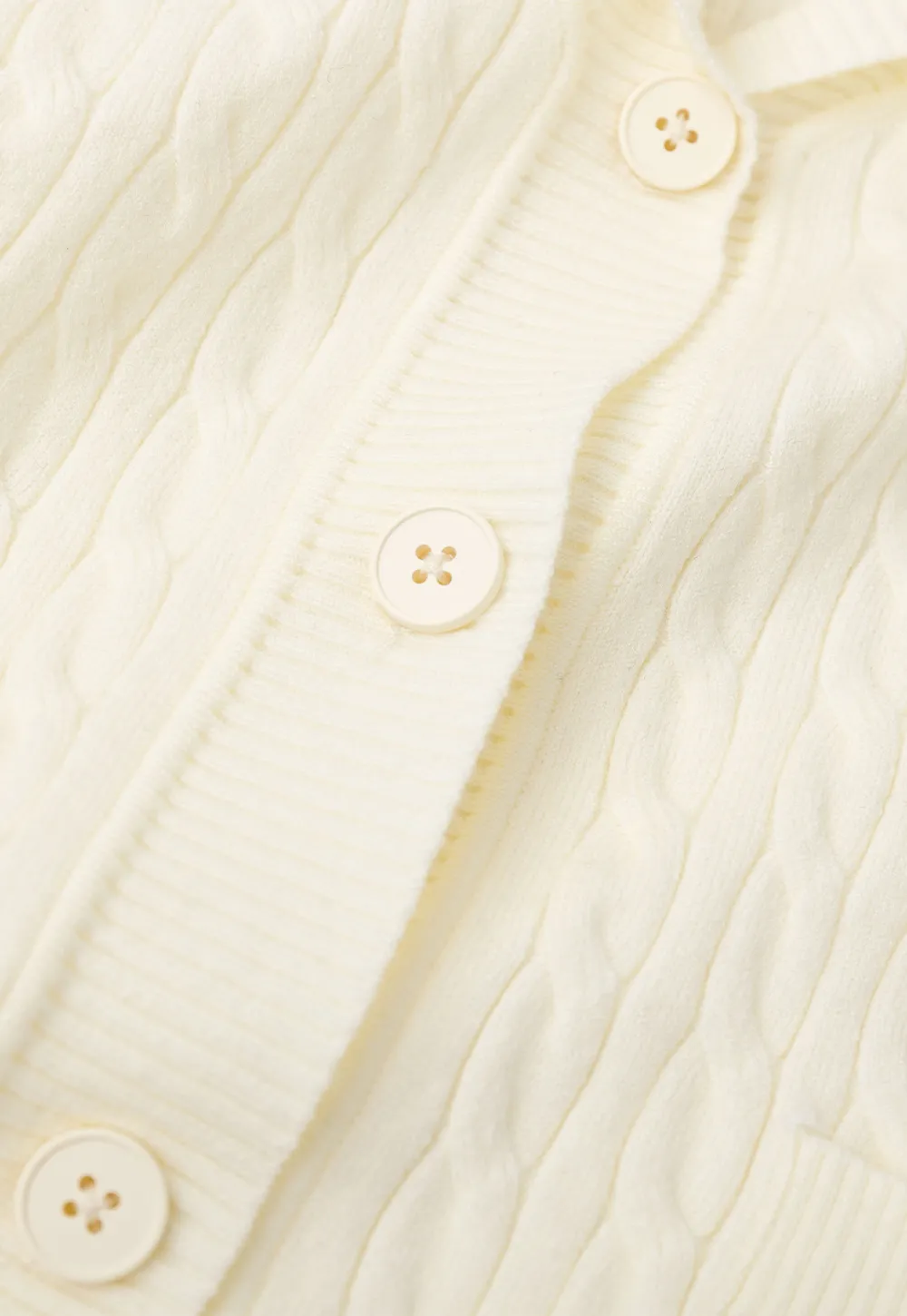Cable Knit V Neck Button Front Cardigan