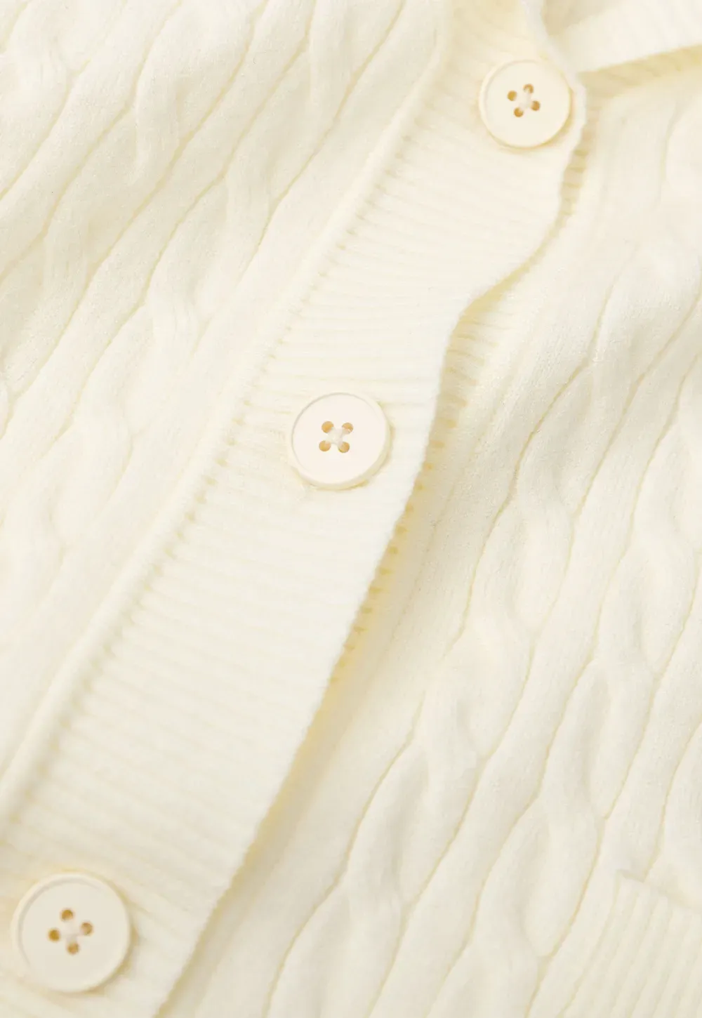 Cable Knit V Neck Button Front Cardigan