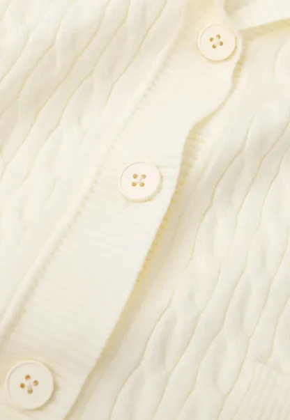 Cable Knit V Neck Button Front Cardigan