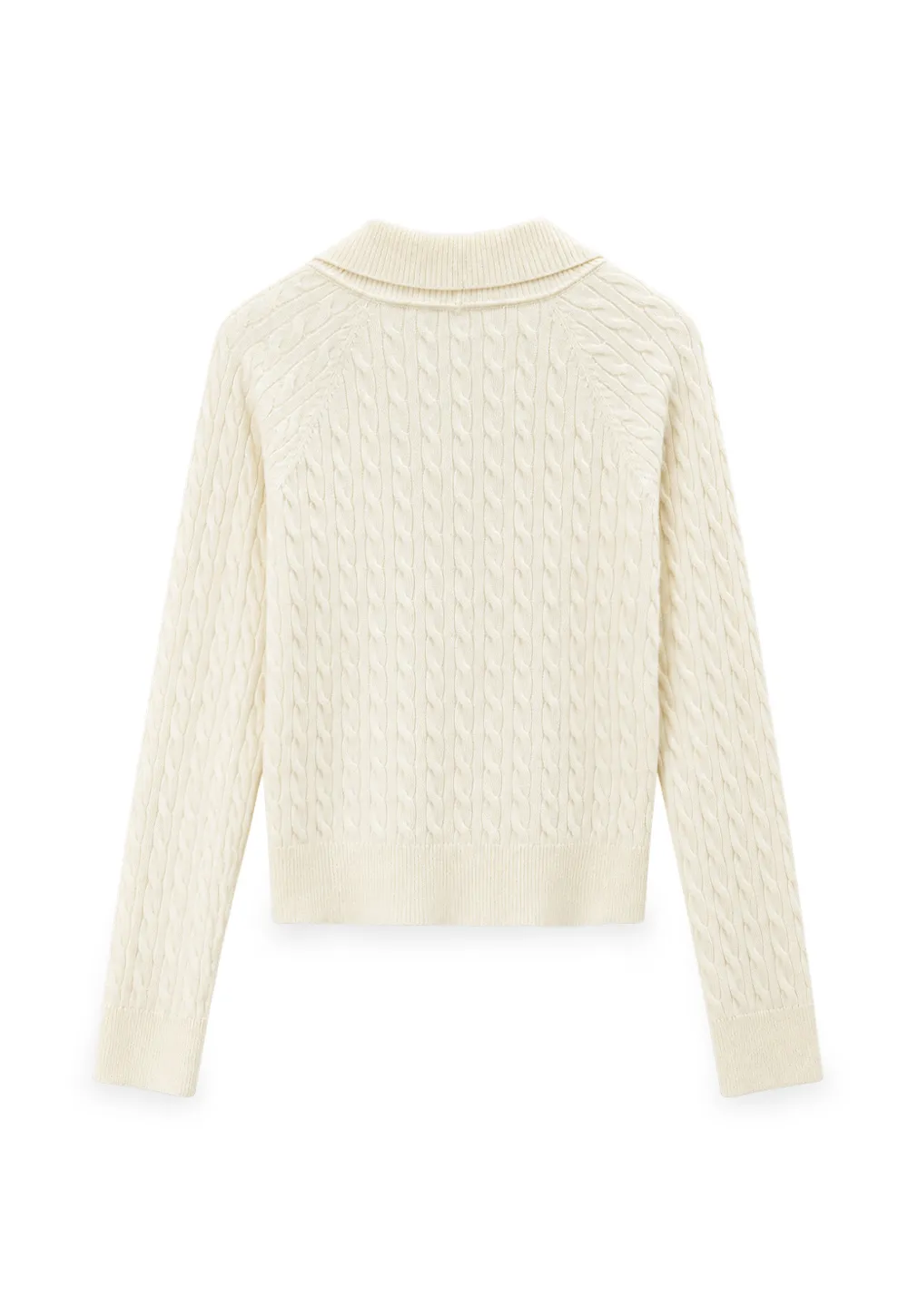 Cable Knit V Neck Button Front Cardigan