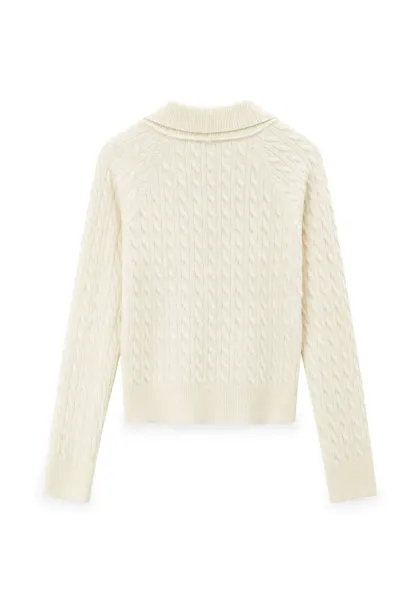 Cable Knit V Neck Button Front Cardigan
