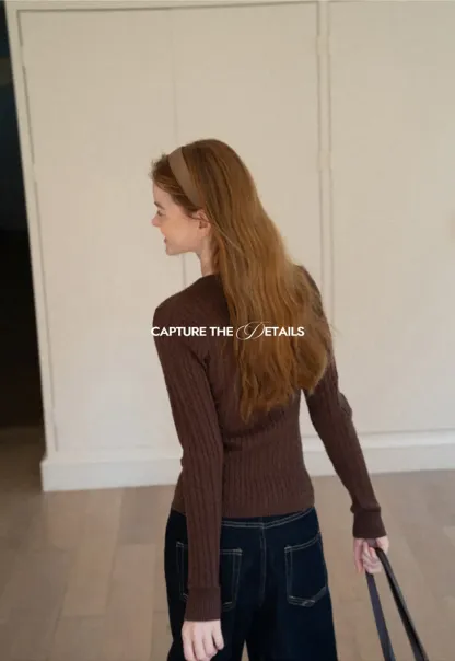 Lace Up Detail Ribbed Knit Sweater