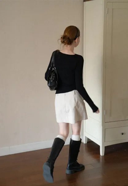 Lace Trim V Neck Ribbed Knit Sweater