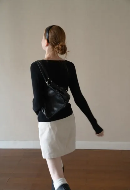 Lace Trim V Neck Ribbed Knit Sweater