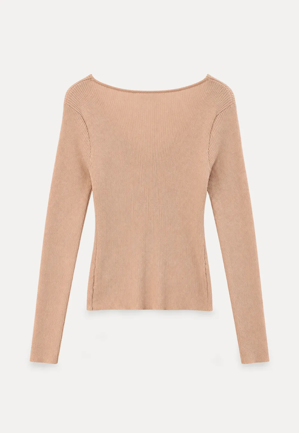 Lace Trim V Neck Ribbed Knit Sweater