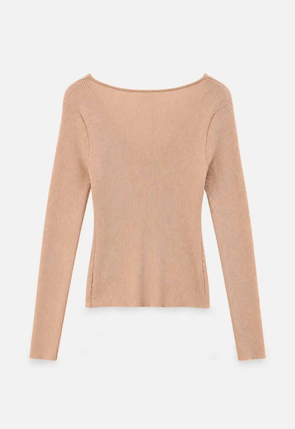 Lace Trim V Neck Ribbed Knit Sweater