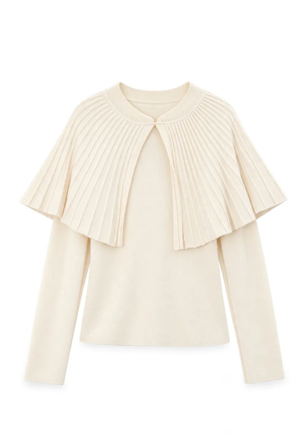 Fur Trimmed Ribbed Knit Cape Sweater