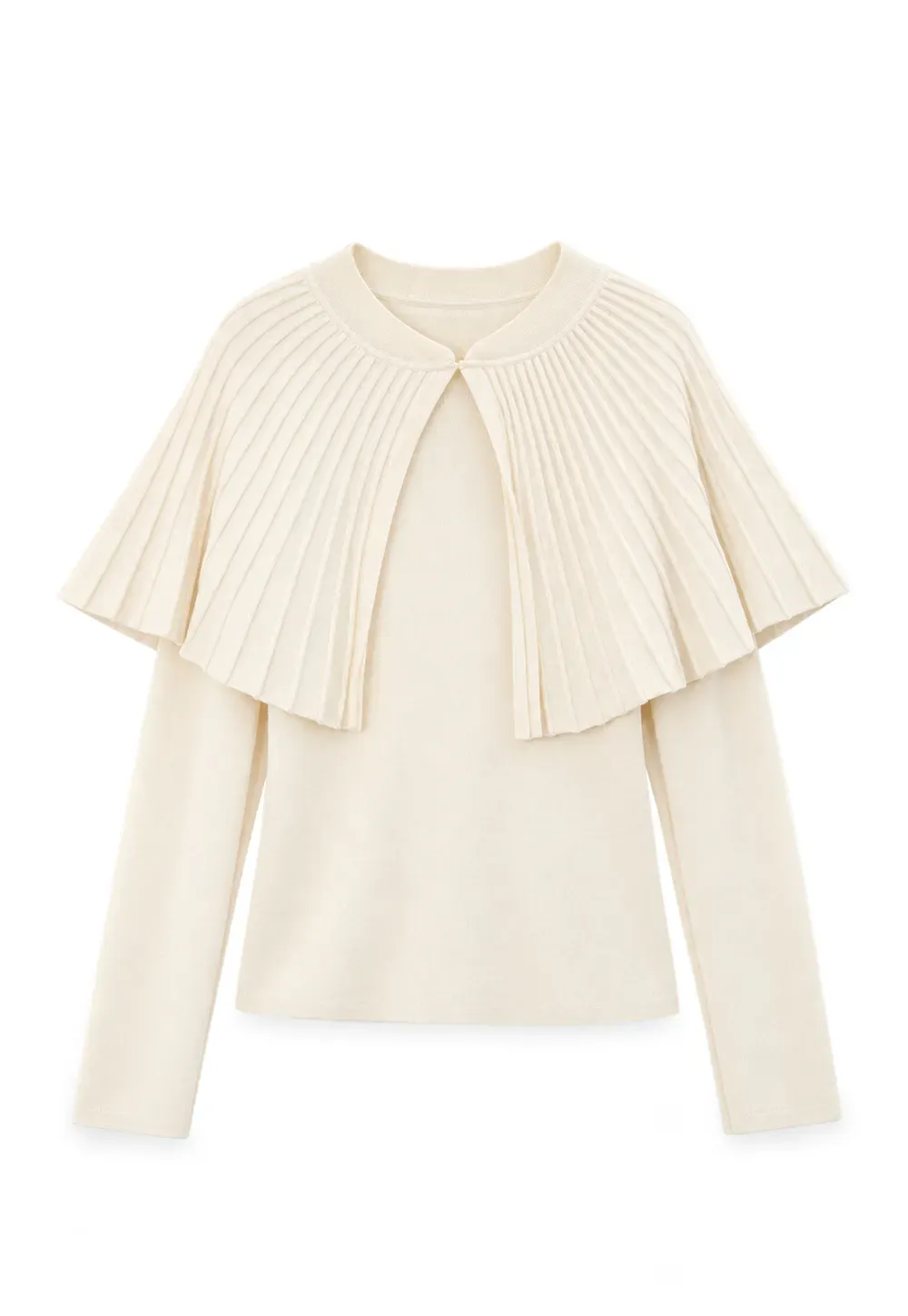 Fur Trimmed Ribbed Knit Cape Sweater