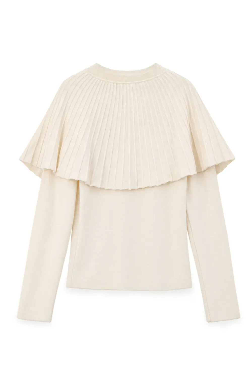 Fur Trimmed Ribbed Knit Cape Sweater