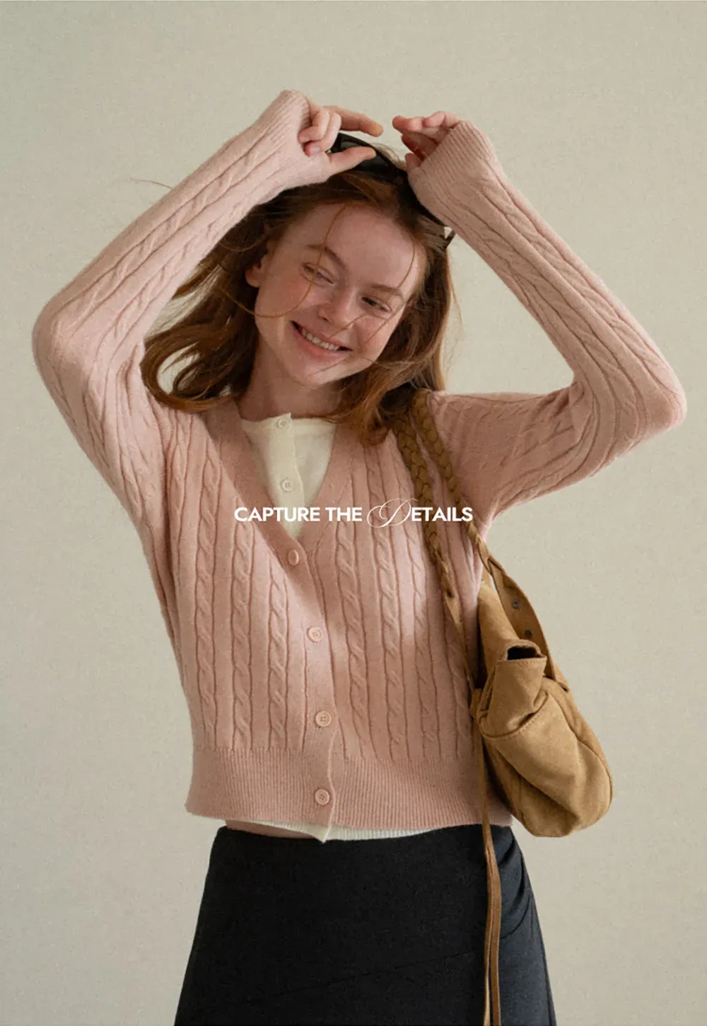 Cable Knit V Neck Button Front Cardigan