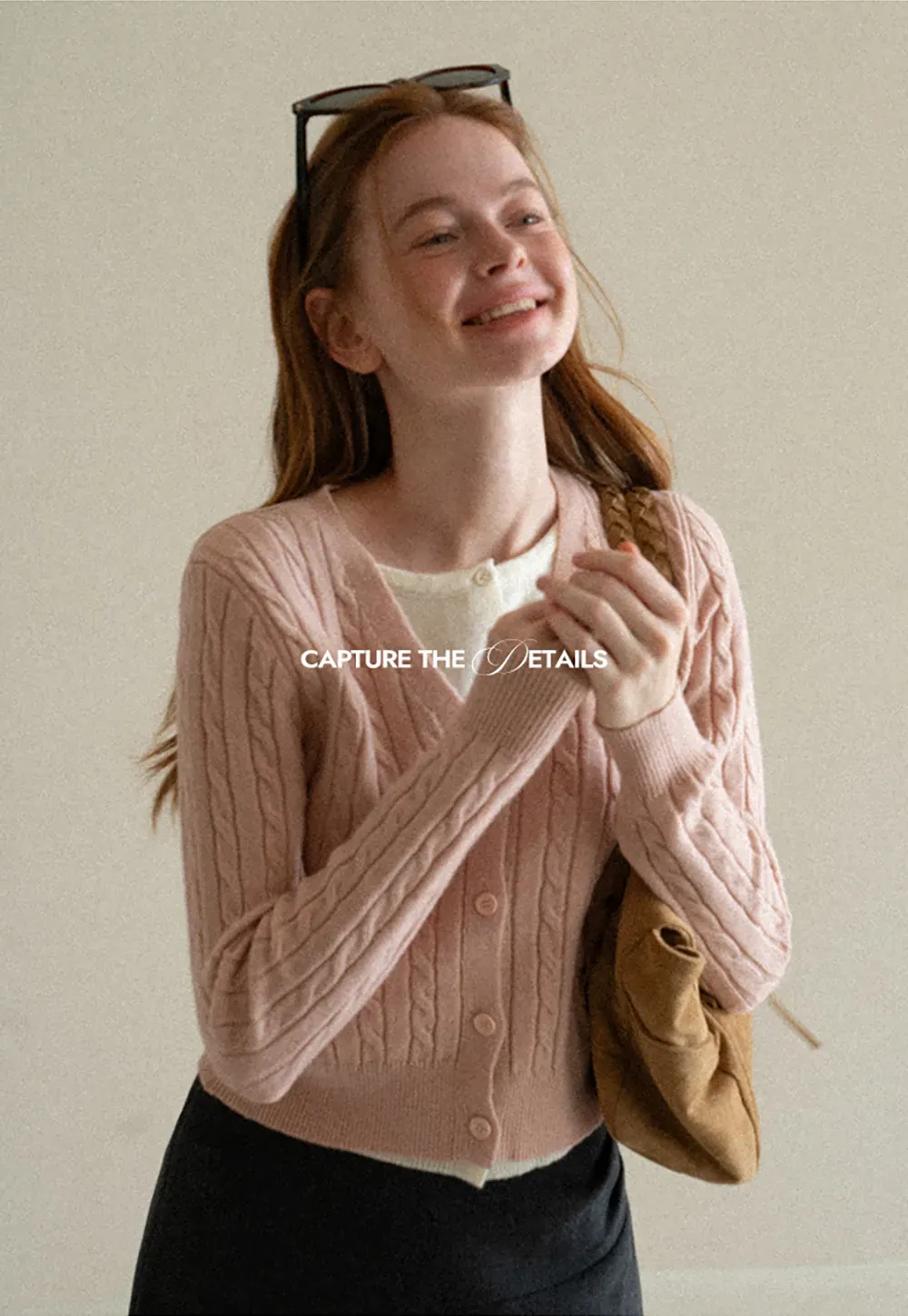 Cable Knit V Neck Button Front Cardigan